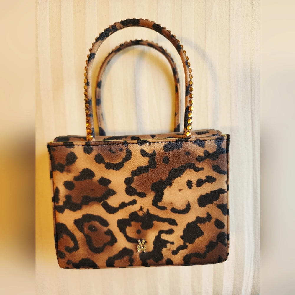 Amina Muaddi Super Amini Gilda Leopard-Print Top-Handle Bag